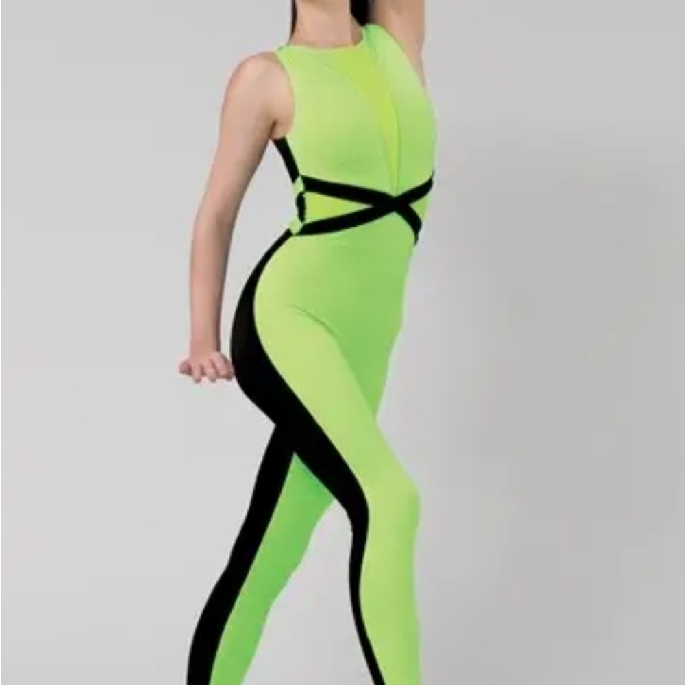Weissman Lime and Black Jumpsuit
